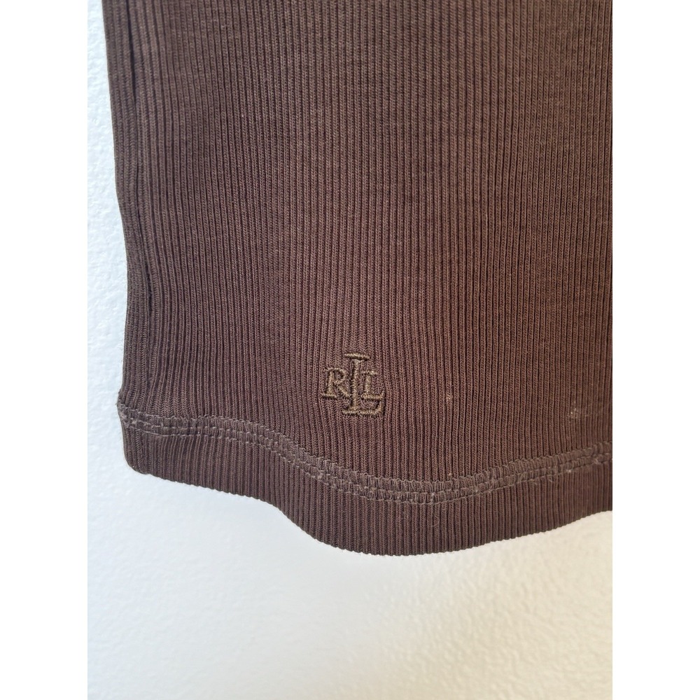 Ralph Lauren Premium Ribbed Knit Long Sleeve Top-Brown-Size Small 100% Cotton - Picture 3 of 6
